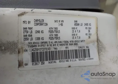 1996 Jeep Grand Cherokee Laredo from USA, damaged, VIN 1J4GZ58Y2TC273143